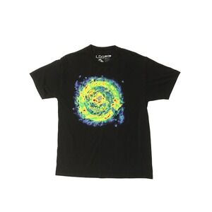 LRG Lifted Research Group Mens Large Black Graphic T-Shirt Spiral Nebula Logo
